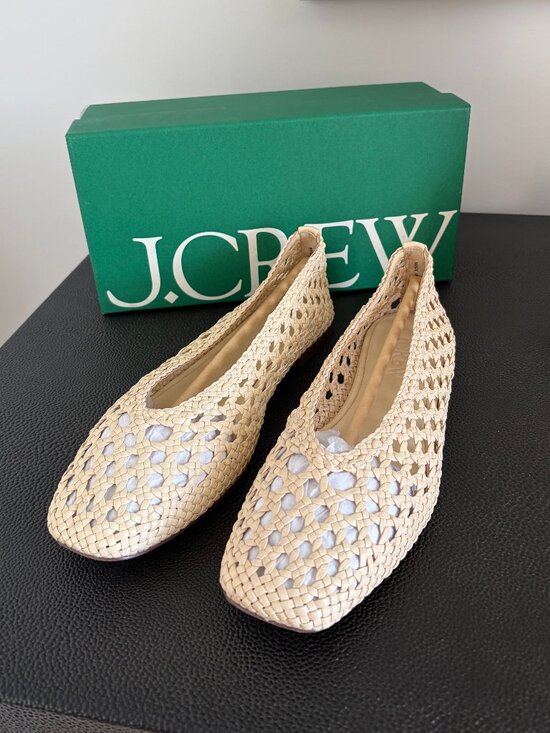 J. Crew Shoes - J.Crew Quinn Handwoven Leather Ballet Flats Warm Sesame Size 8